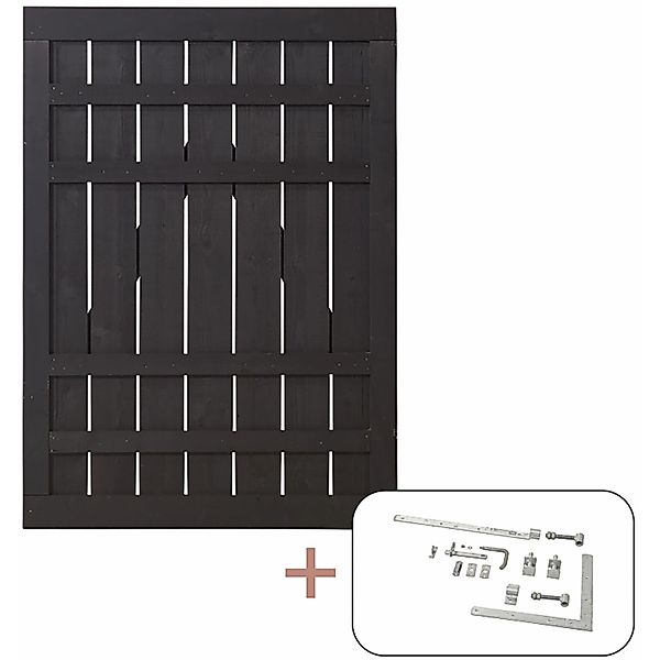 Einzeltor Rustik Nadelholz Schwarz 100 cm x 138 cm günstig online kaufen