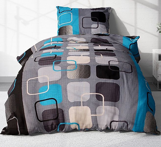 Heubergshop Bettwäsche, Seersucker, 2 teilig, 155x220cm + 80x80cm Karo Türk günstig online kaufen