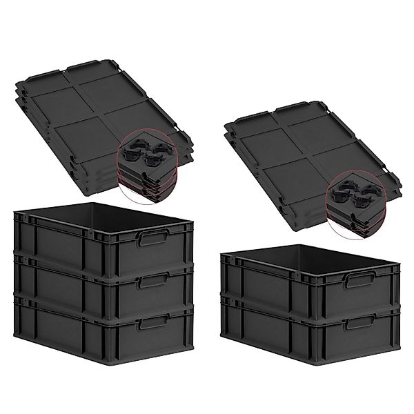 PROREGAL SuperSparSet 5x Eurobox Nextgen Grip Mit Auflagedeckel Und Schwarz günstig online kaufen