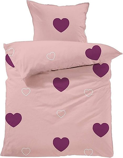 Lavea Bettwäsche Herzen, Set aus 1x 80x80cm Kissenbezug 1x 155x220cm Bettde günstig online kaufen