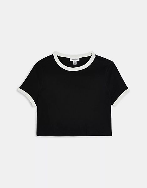 Topshop – Kurzes T-Shirt in Schwarz günstig online kaufen