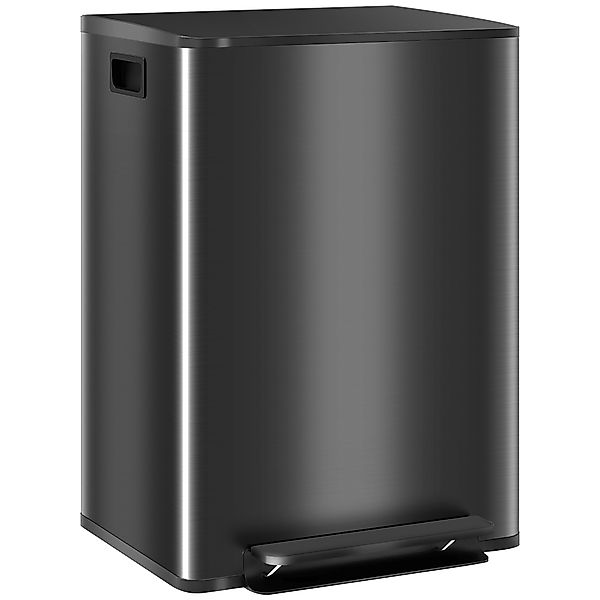 HOMCOM Treteimer 60 l (2×30 l) – Doppel-Kompartiment, Edelstahl, Soft-Close günstig online kaufen