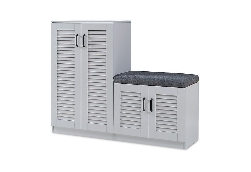 en.casa Schuhschrank »Løten« 120 x 36 x 97 cm mit Sitzbank Grau günstig online kaufen