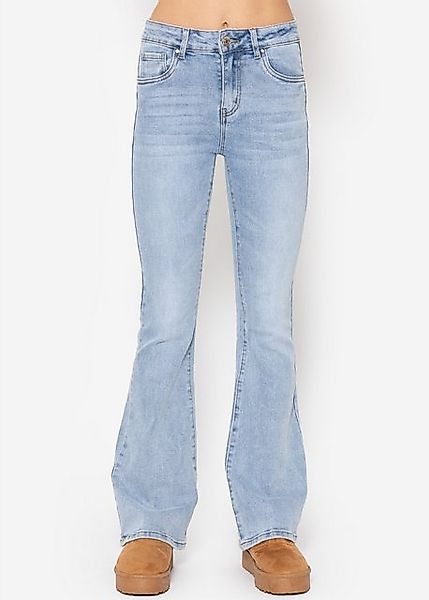 SASSYCLASSY 5-Pocket-Jeans Flared Jeans Damen mit heller Waschung günstig online kaufen