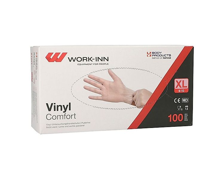 PAPSTAR Einweghandschuhe WORK-INN Comfort (100-St) Vinyl, transparent / pud günstig online kaufen