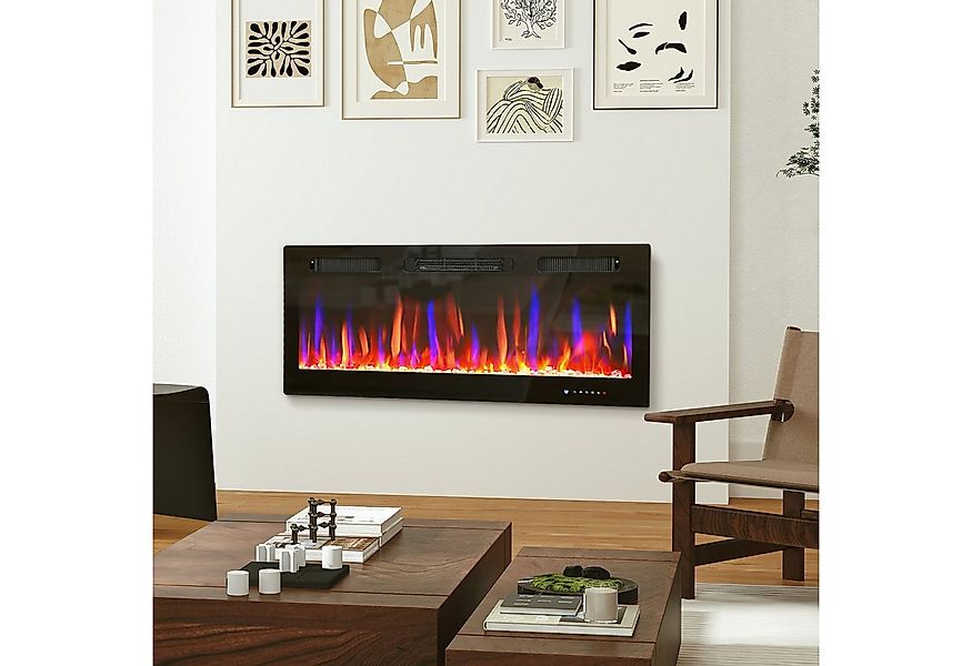 HOMCOM Elektrokamin Wandmontage, verstellbare Flamme, Thermostat, Timer, Sc günstig online kaufen