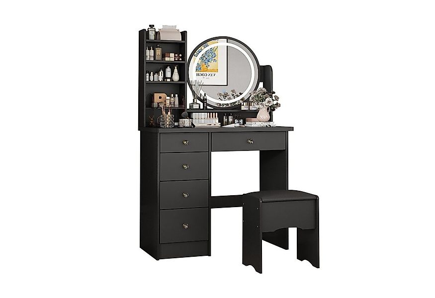 FUFU&GAGA Schminktisch mit Hocker und 5 Schubladen, 80 B x 40 T x 135H cm günstig online kaufen