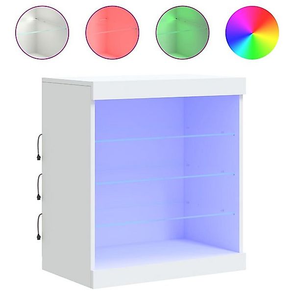 vidaXL Vitrine Sideboard mit LED-Beleuchtung Weiß 60,5x37x67 cm Glas Vitrin günstig online kaufen