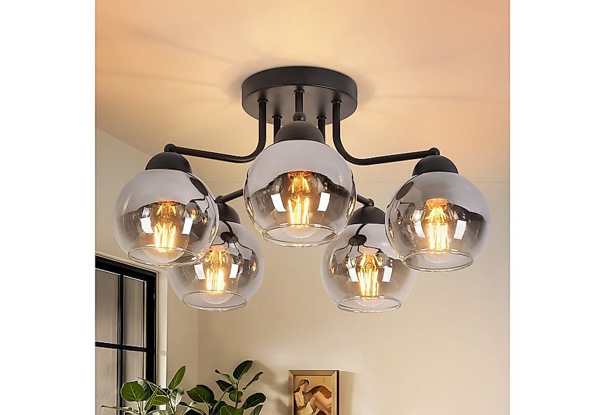 ZMH Deckenleuchte 3/5 flammig E27 Glas Vinatge Kugel Flurlampe, Einfache In günstig online kaufen