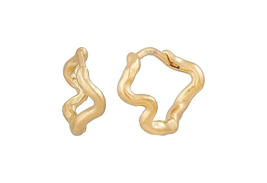 CAÏ Paar Creolen 925 Silber vergoldet wellig organisch günstig online kaufen