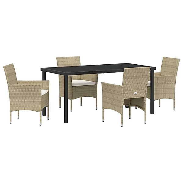 vidaXL Garten Essgruppe mit Kissen 5-Tlg Beige Poly Rattan 3379740 günstig online kaufen