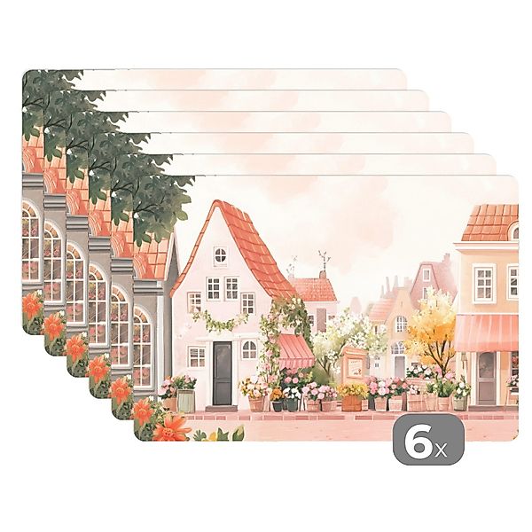 MuchoWow Platzset Blumen - Häuser - günstig online kaufen