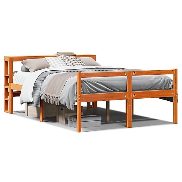 vidaXL Bettgestell mit Kopfteil ohne Matratze Wachsbraun 150x200 cm 3305884 günstig online kaufen