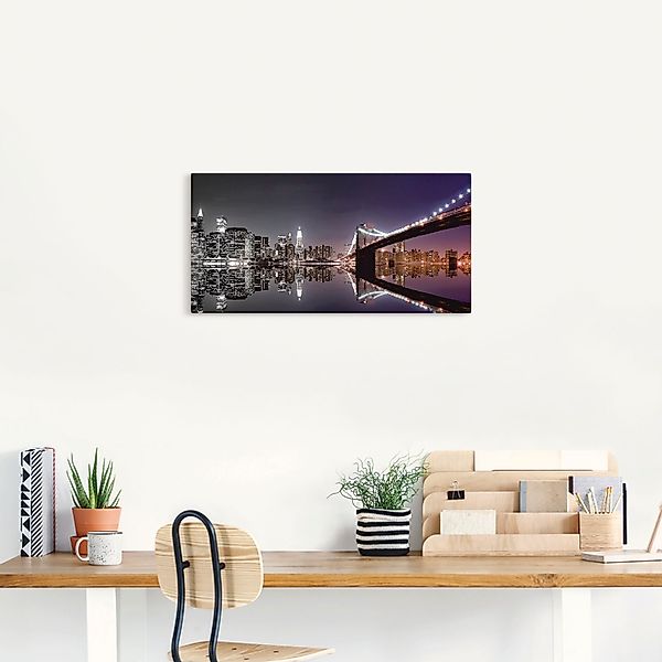 Artland Wandbild »New York Skyline nächtliche Reflektion«, Amerika, (1 St.) günstig online kaufen