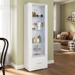 SONNI Glasvitrine Glasvitrinen mit led beleuchtung,55x35x172cm,weiB günstig online kaufen