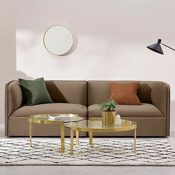 Torkel 3-Sitzer Sofa, Samt in Taupe - MADE.com günstig online kaufen