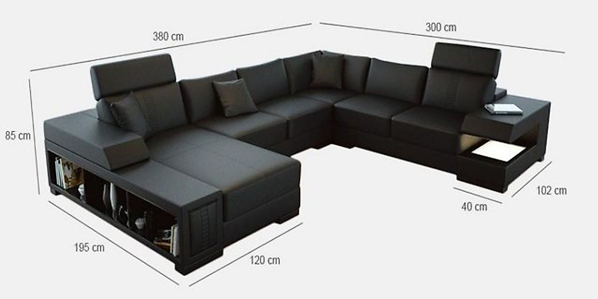 Xlmoebel Ecksofa Wohnlandschaft mit USB und LED Beleuchtung Ecksofa Polster günstig online kaufen