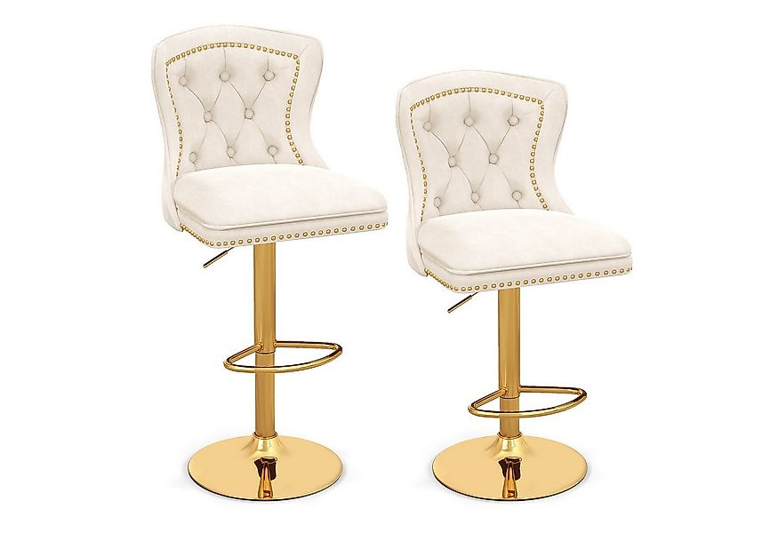 COSTWAY Barhocker (2er Set), Barstühle 67-87cm höhenverstellbar aus Samt, d günstig online kaufen