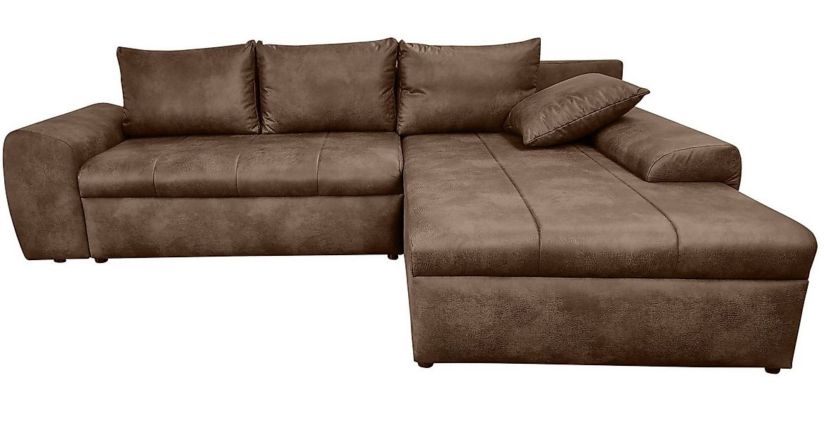 luma-home Ecksofa 18011, mit Bettfunktion B266/T186/H90 cm, Ottomane rechts günstig online kaufen