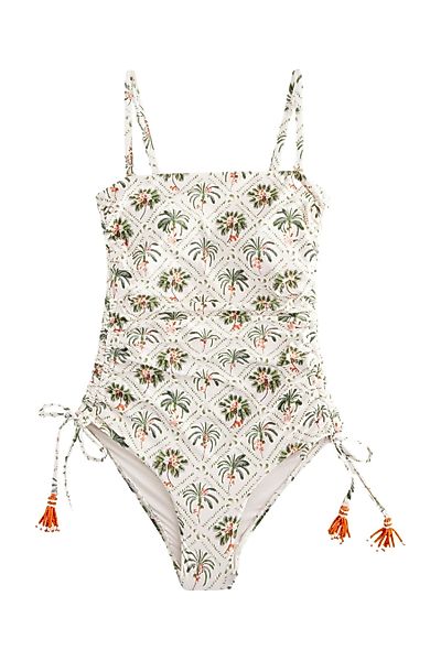 Next Badeanzug Bauchformender Bandeau-Badeanzug mit Beinrüschen günstig online kaufen