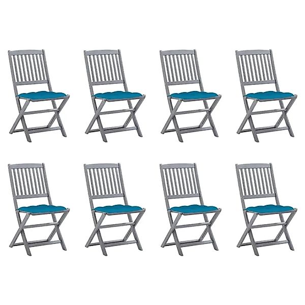 vidaXL Klappbare Gartenstühle 8 Stk mit Kissen Massivholz Akazie 3078309 günstig online kaufen