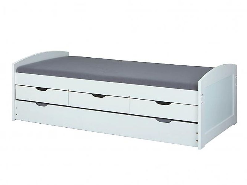 Inter Link Funktionsbett aus Massivholz in Weiss mit 3 Schubladen (B/H/T 20 günstig online kaufen