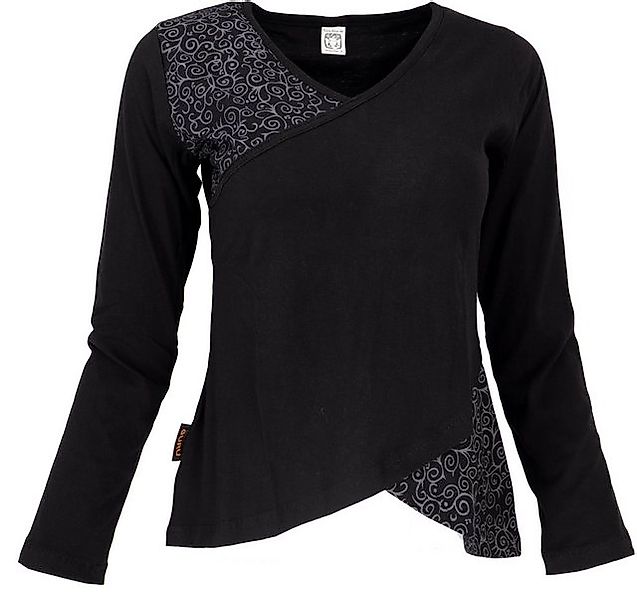 Guru-Shop Longsleeve Langarmshirt Boho-chic - schwarz alternative Bekleidun günstig online kaufen