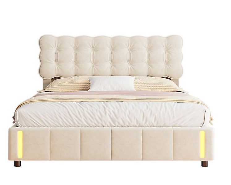 FUROKOY Stauraumbett Polsterbett Doppelbett mit LED-Beleuchtung (Gepolstert günstig online kaufen