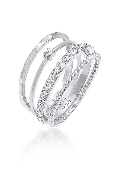 Elli Ring-Set Kristalle Stapelring Gedreht 4er Set 925 Silber, Ring Set günstig online kaufen