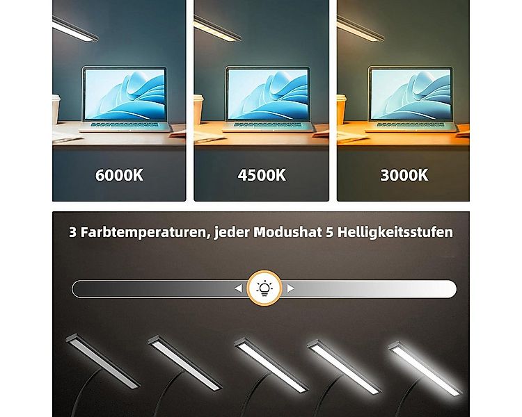 MUPOO LED Klemmtischleuchte LED Leselampe Klemmleuchten Clip-on, Timer, Dim günstig online kaufen