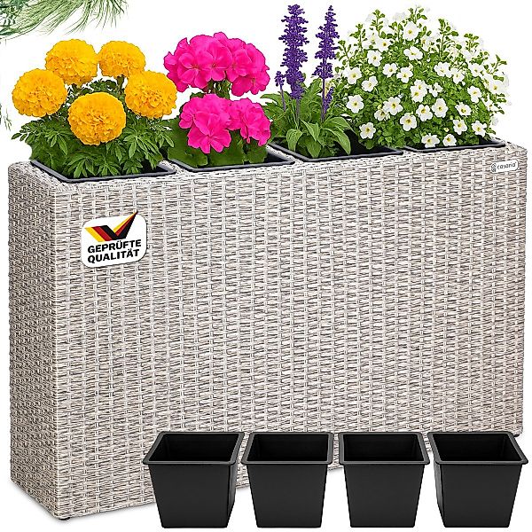 Casaria Pflanzkübel, 4 Innentöpfe Herausnehmbar Polyrattan günstig online kaufen