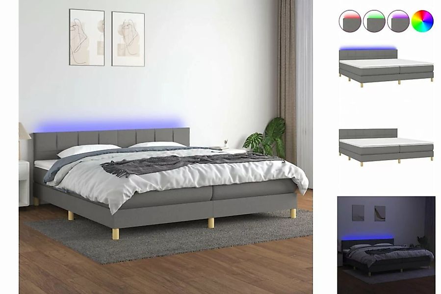 vidaXL Bettgestell Boxspringbett mit Matratze LED Dunkelgrau 200x200 cm Sto günstig online kaufen