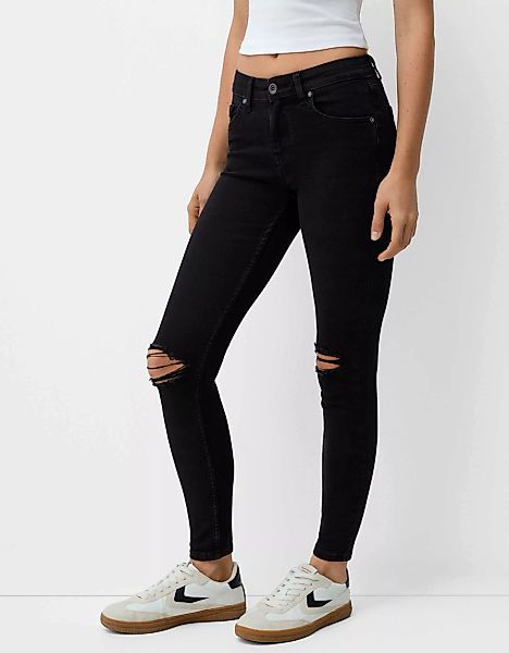 Bershka Skinny-Jeans Mit Tiefem Bund Damen 38 Schwarz günstig online kaufen