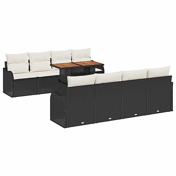 vidaXL Garten-Sofa-Set mit Speicher 9-Tlg Schwarz Poly Rattan 3358168 günstig online kaufen