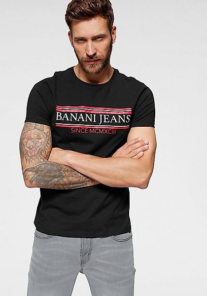 Bruno Banani T-Shirt kurzärmelig, schmal geschnitten, bedruckt, Rundhalsaus günstig online kaufen
