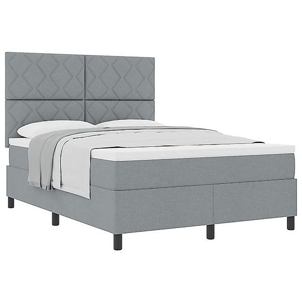 vidaXL Bett Boxspringbett mit Matratze Hellgrau 140x190 cm Stoff (1-tlg) günstig online kaufen