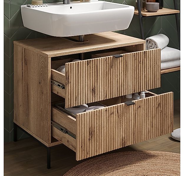 Vicco Waschbeckenunterschrank Eliza, Viking Oak, 70 x 63 cm mit 2 ausziehba günstig online kaufen