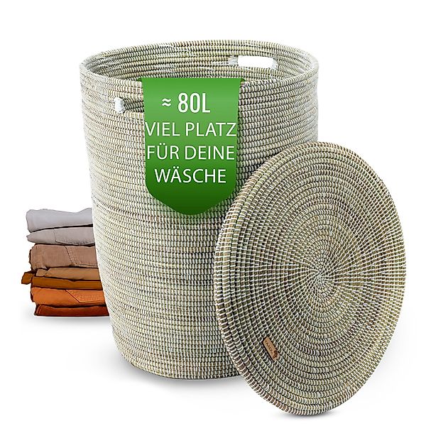 YAADU Wäschekorb mit flachem Deckel 80L günstig online kaufen