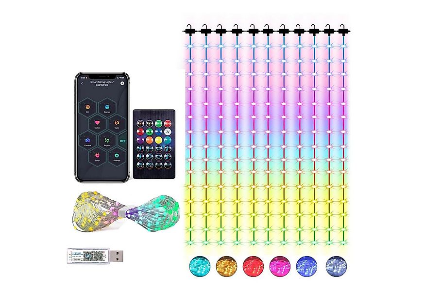 XERSEK LED-Lichtervorhang 3 x 3M 300 LEDs Vorhang Lichter DIY Lichterkette günstig online kaufen