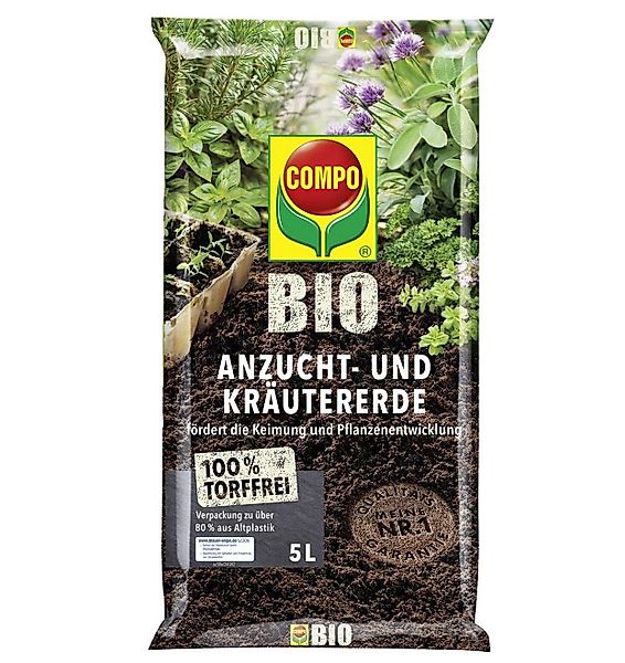 Compo Bio Anzucht- und Kräutererde Torffrei 5 l günstig online kaufen