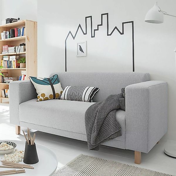 home24 KIYDOO Sofa KiYDOO relax 2-Sitzer Silber Webstoff 177x76x80 cm günstig online kaufen