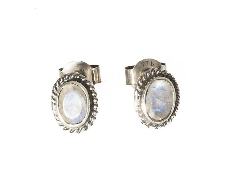 Paar Ohrstecker Ohrstecker Mondstein verziert oval günstig online kaufen