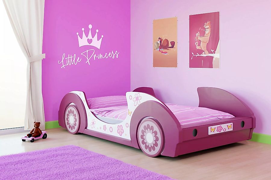 Kinderbett Butterfly Weiß/Pink 200x90cm günstig online kaufen
