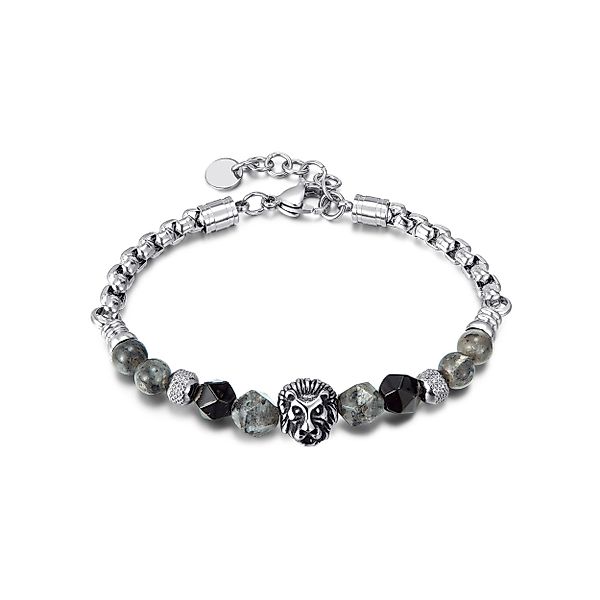 RAIKOU Edelstahlarmband LÖWENKOPF ARMBAND Naturstein Edelstahl günstig online kaufen