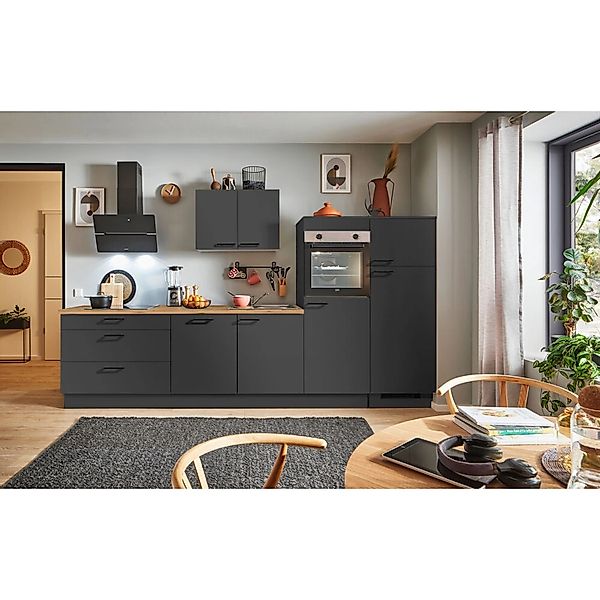 pino Küchenzeile 320 cm Grafit Anschlag rechts 2 Geräteschränke günstig online kaufen