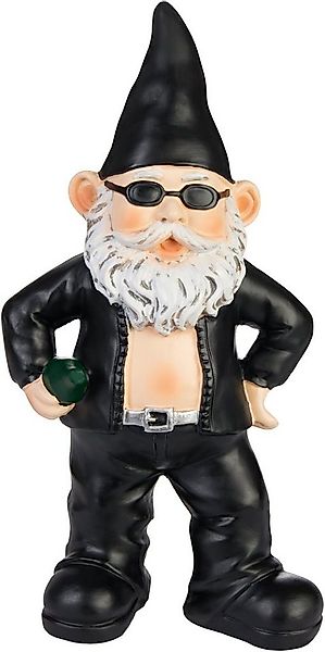 BRUBAKER Gartenzwerg Biker Zwerg Schwarz - Gartenfigur Lustig - 24 cm Dekor günstig online kaufen