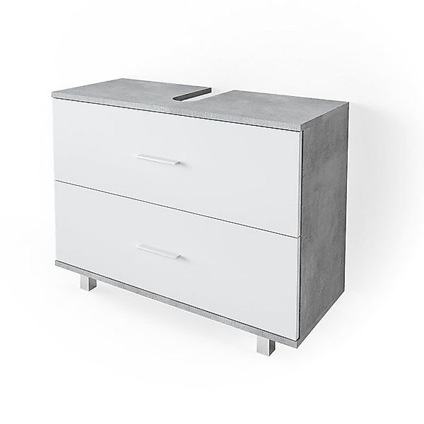 Vicco Waschbeckenunterschrank Ilias Beton/Weiß 80 x 61 cm günstig online kaufen