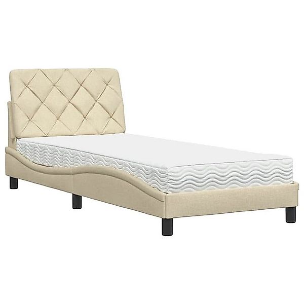 vidaXL Bett Bett mit Matratze Creme 90x200 cm Stoff günstig online kaufen