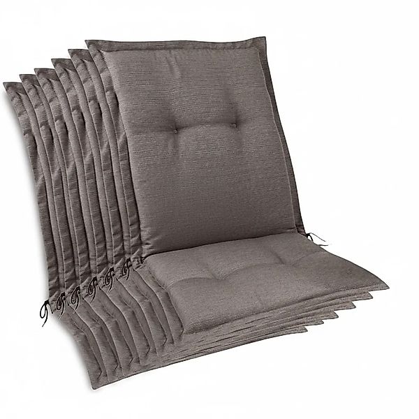 Beautissu 6er Set Premium Gartenstuhlauflage Niedriglehner 105x50x7cm Taupe günstig online kaufen