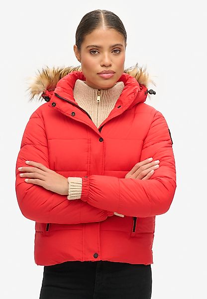 Superdry Steppjacke "FAUX FUR SHORT HOOD PUFFER", mit Kapuze günstig online kaufen
